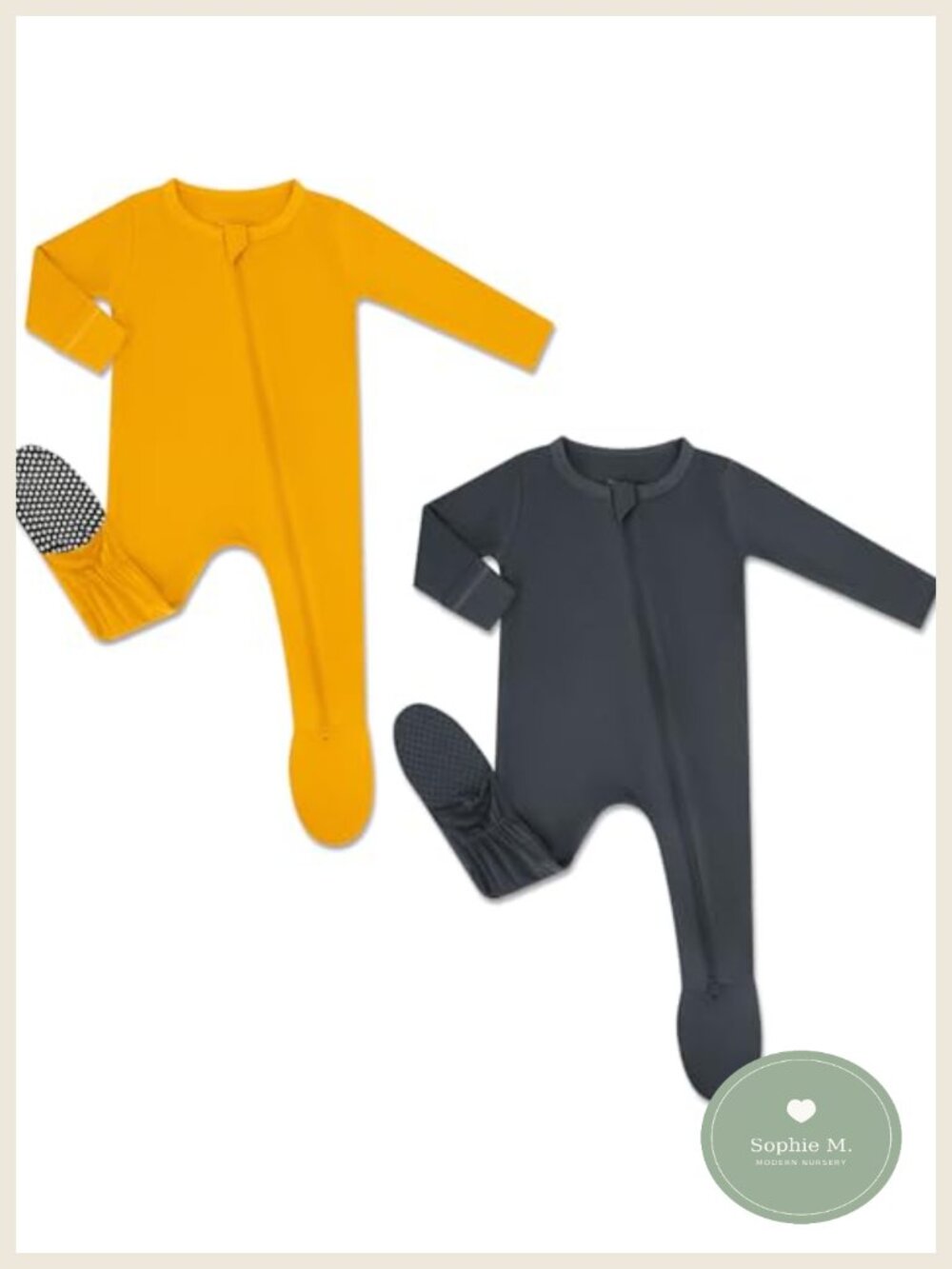 Rayon from Bamboo Baby Footie Pajamas 2-Way Zipper Sleepers with Grips